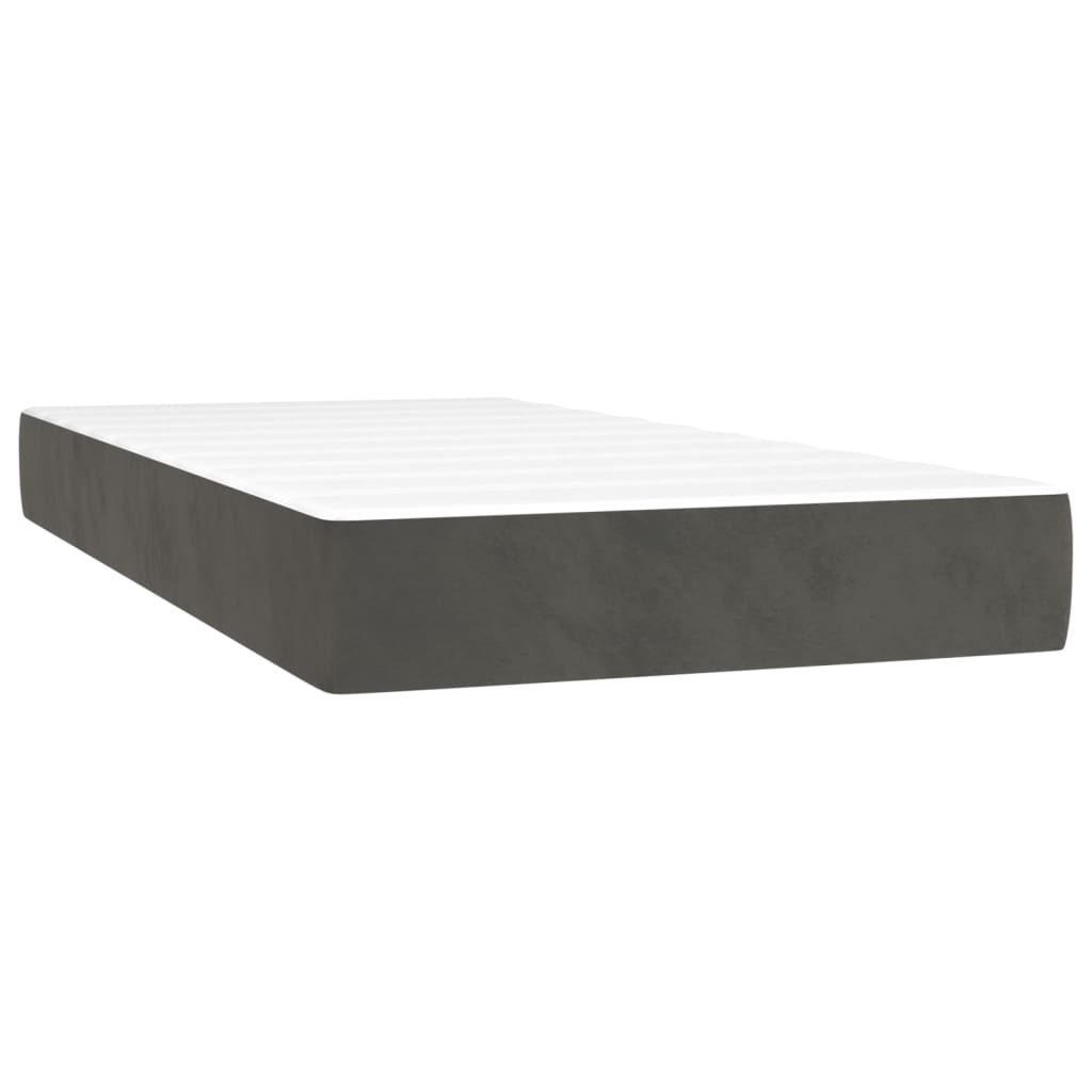 Krevet box spring s madracem LED tamnosivi 90x190 cm baršun