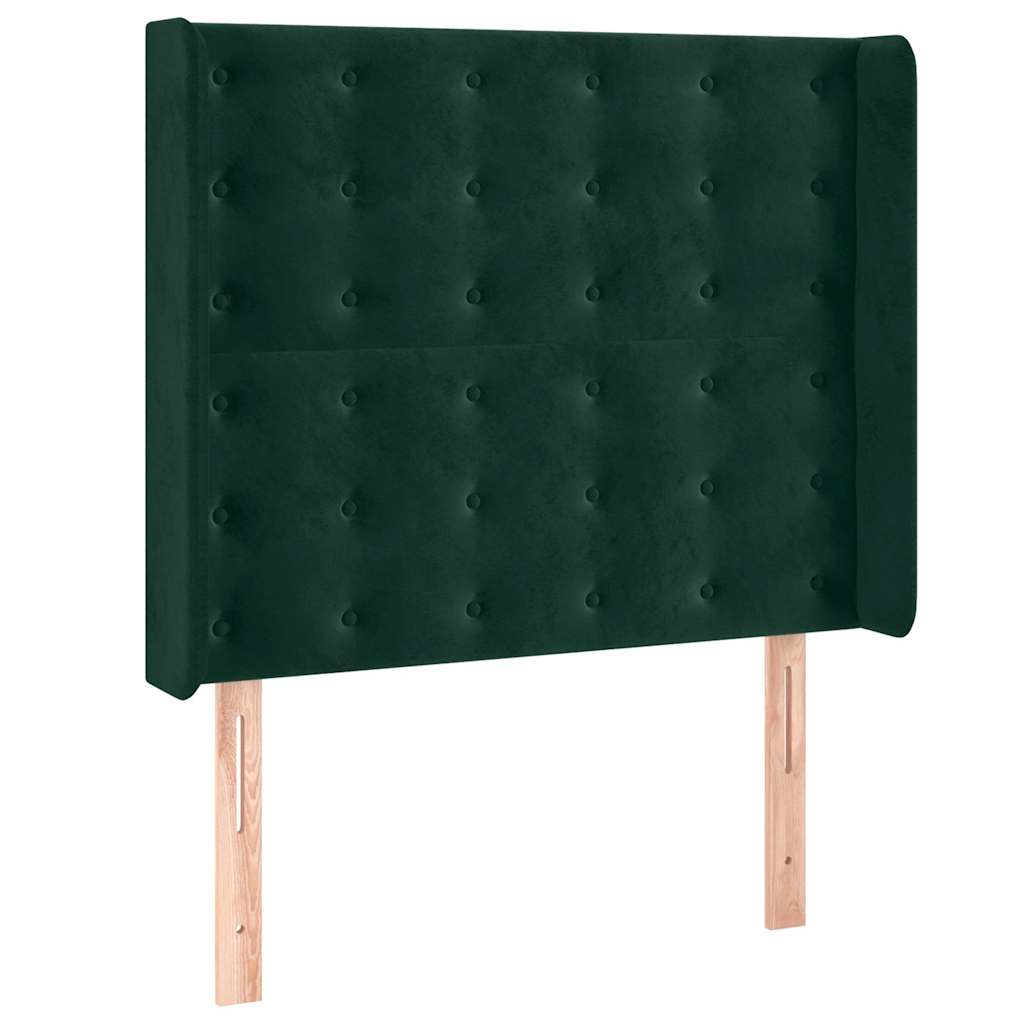 Krevet box spring s madracem LED tamnozeleni 90x190 cm baršun