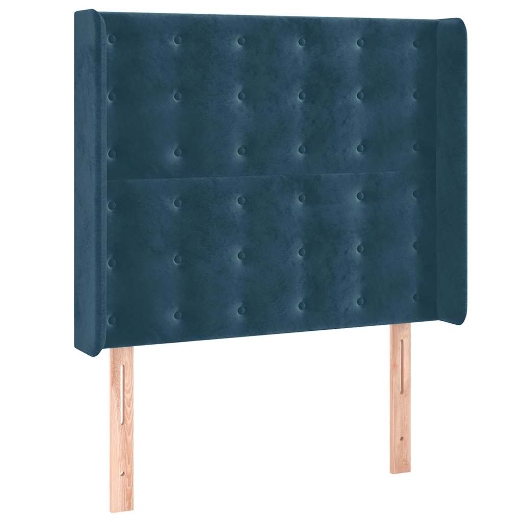 Krevet box spring s madracem LED tamnoplavi 90x190 cm baršun