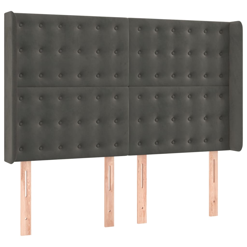 Krevet box spring s madracem LED tamnosivi 140x190 cm baršun