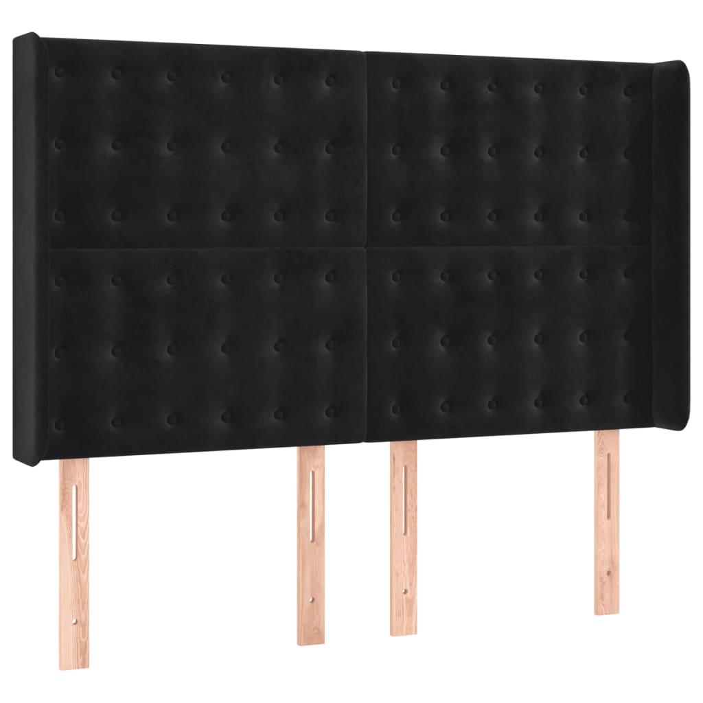 Krevet box spring s madracem LED crni 140x190 cm baršun
