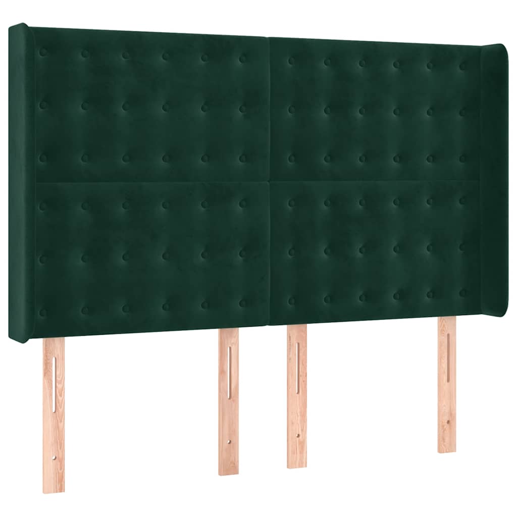 Krevet box spring s madracem LED tamnozeleni 140x200 cm baršun