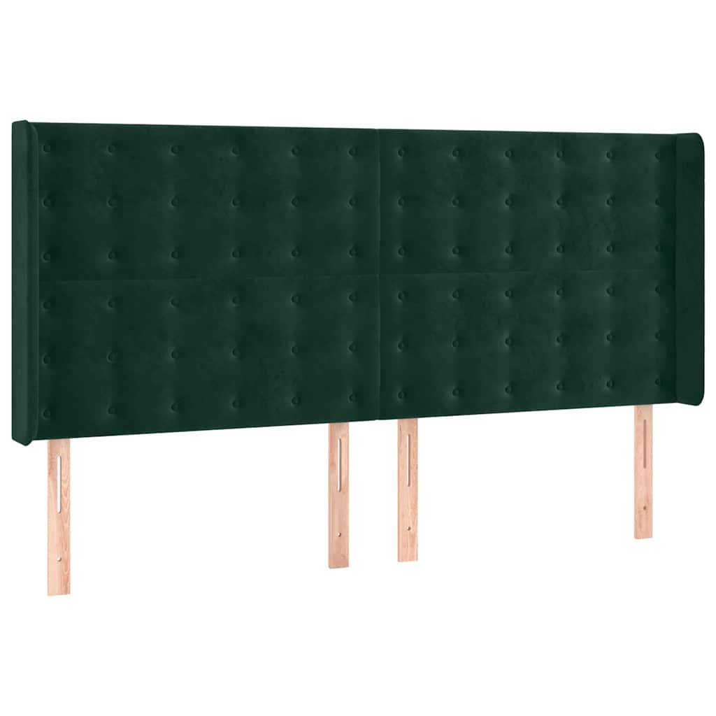 Krevet box spring s madracem LED tamnozeleni 160x200 cm baršun