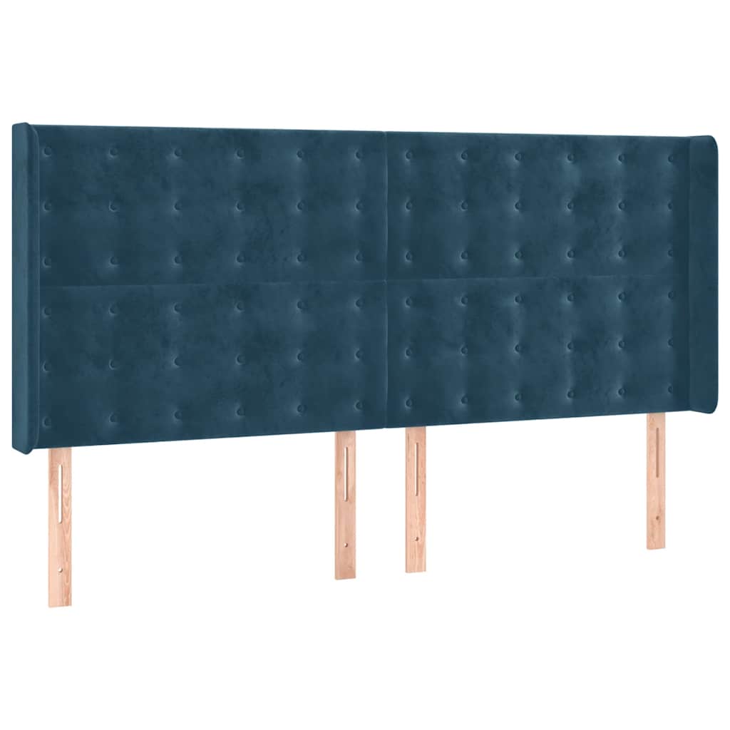 Krevet box spring s madracem LED tamnoplavi 160x200 cm baršun