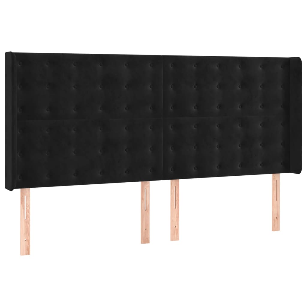 Krevet box spring s madracem LED crni 180x200 cm baršun