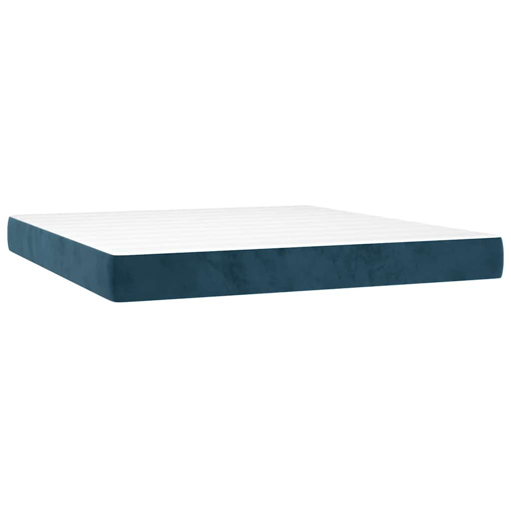 Krevet box spring s madracem LED tamnoplavi 180x200 cm baršun