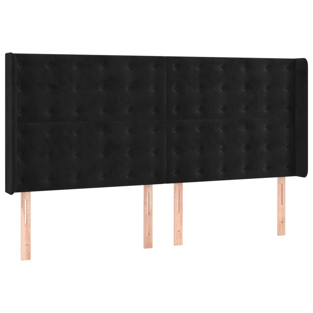 Krevet box spring s madracem LED crni 200x200 cm baršun