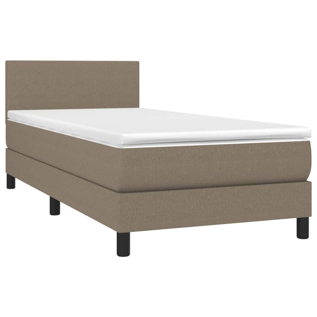 Krevet box spring s madracem LED smeđesivi 80 x 200 cm tkanina