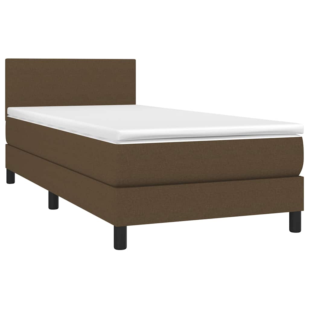 Krevet box spring s madracem LED tamnosmeđi 100x200 cm tkanina