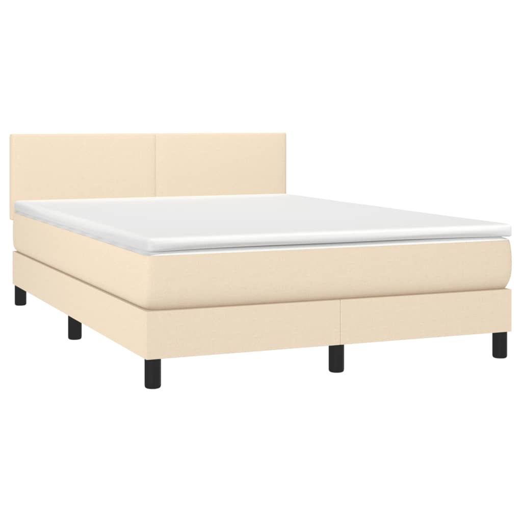 Krevet box spring s madracem LED krem 140x190 cm od tkanine