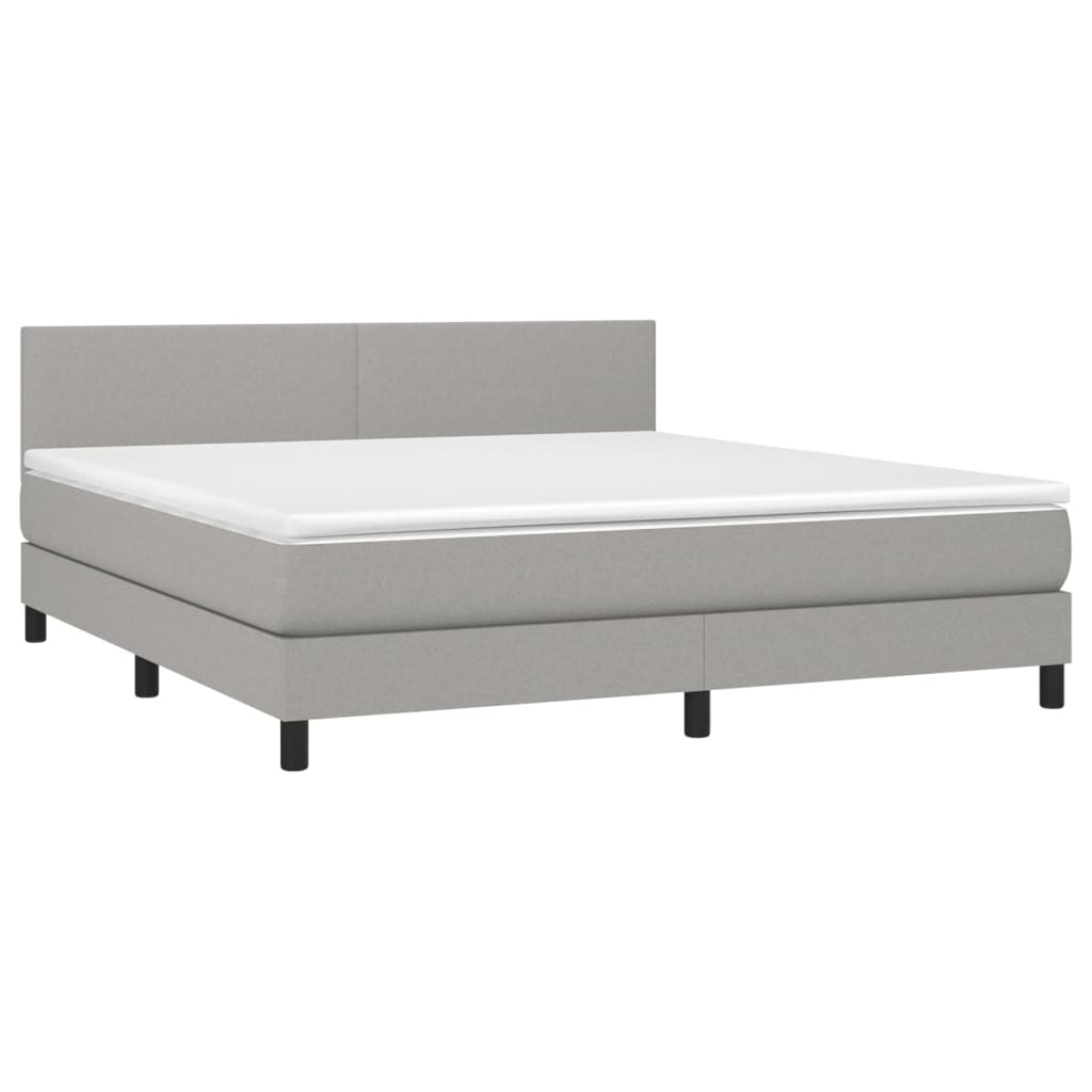 Krevet box spring s madracem LED svjetlosivi 160x200 cm tkanina