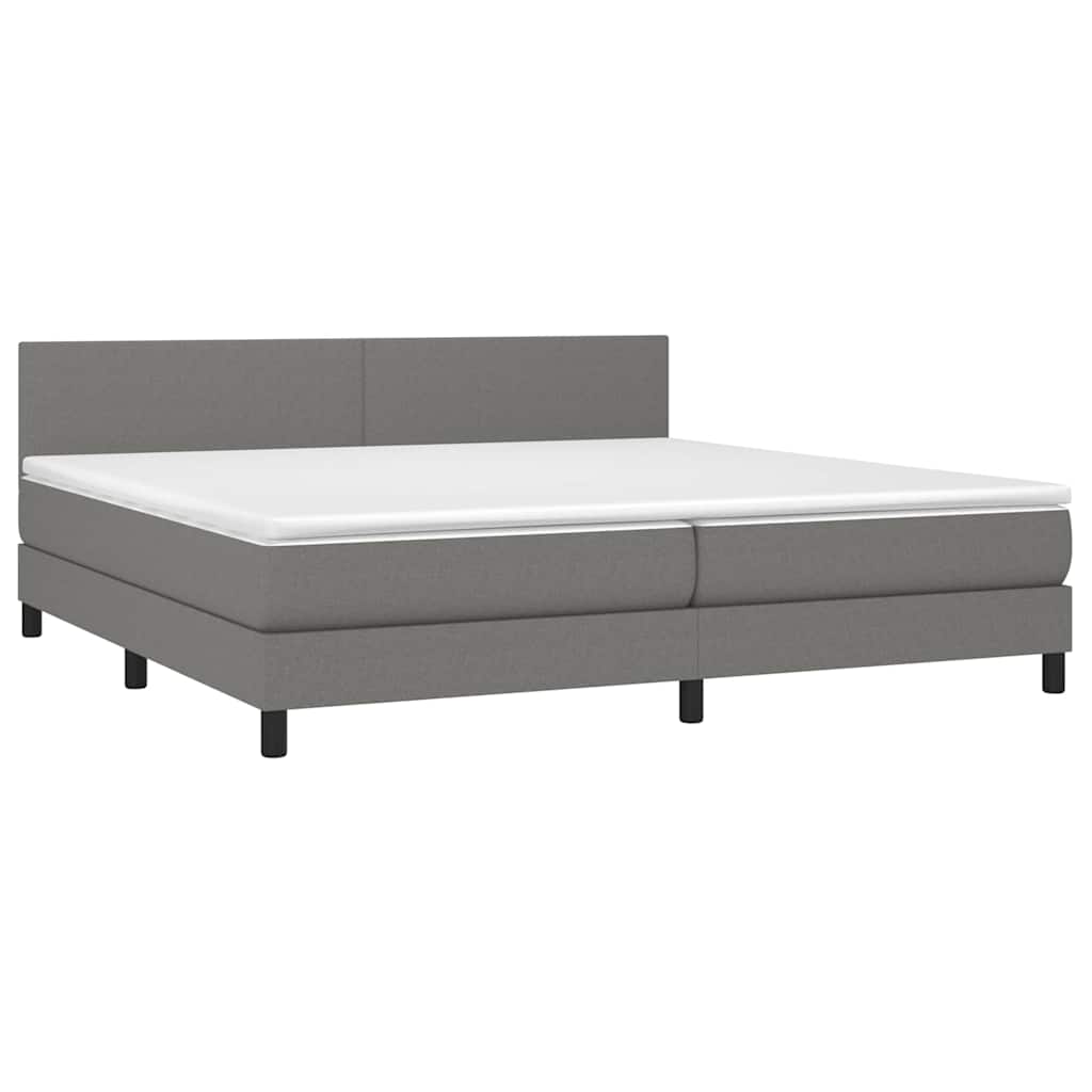 Krevet box spring s madracem LED tamnosivi 200x200 cm tkanina