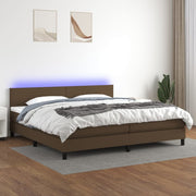 Krevet box spring s madracem LED tamnosmeđi 200x200 cm tkanina