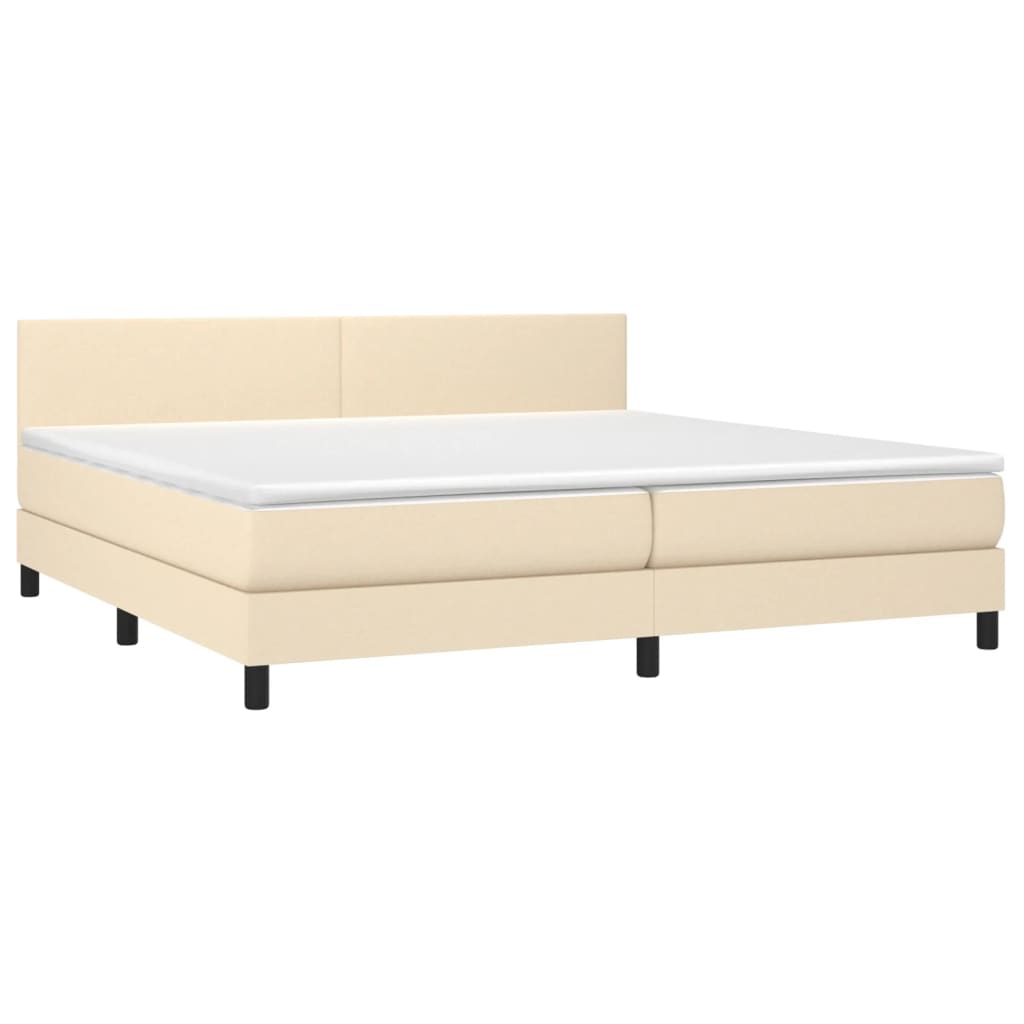 Krevet box spring s madracem LED krem 200x200 cm od tkanine