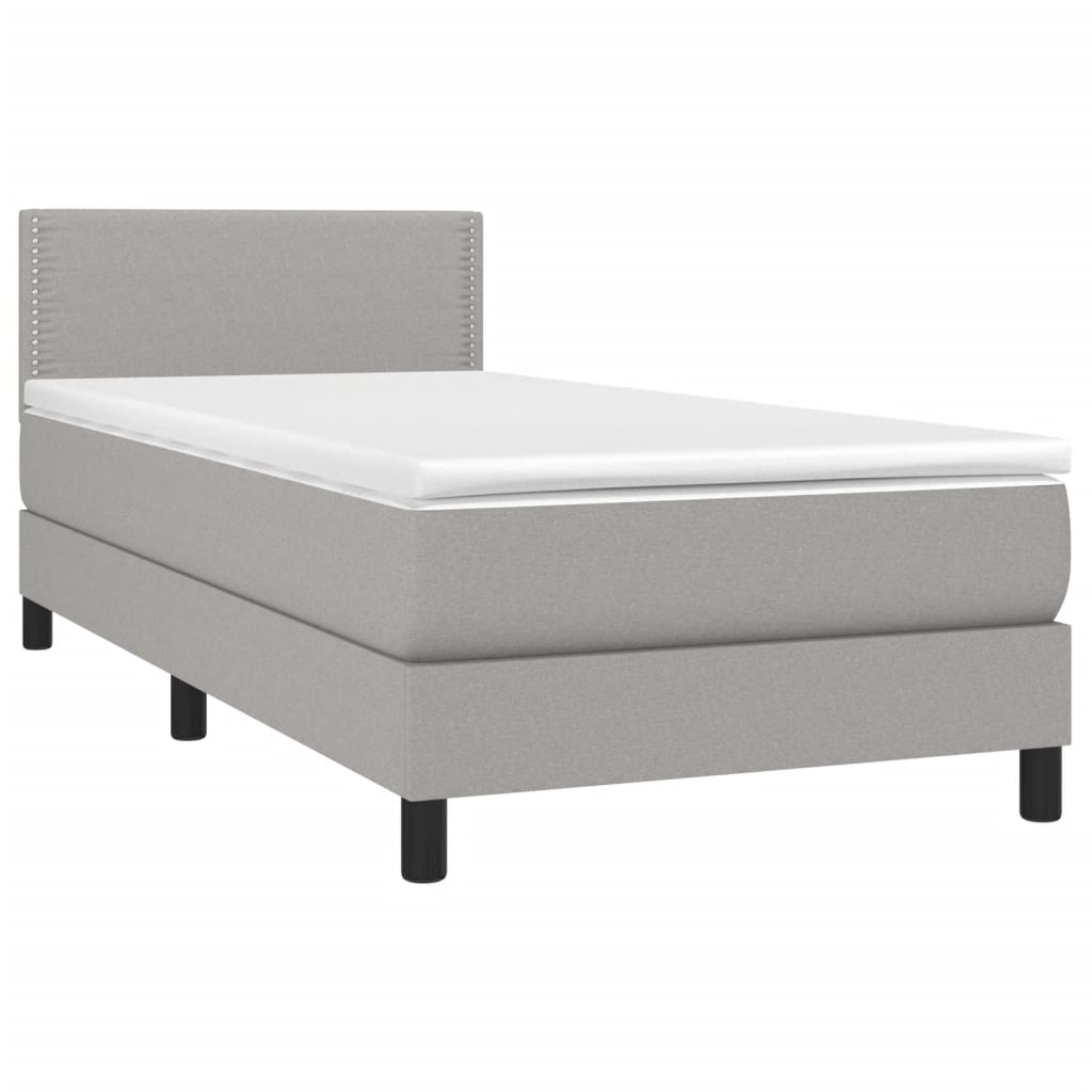 Krevet box spring s madracem LED svjetlosivi 80x200 cm tkanina