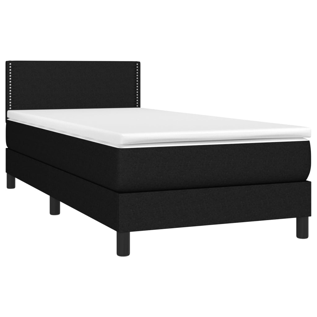 Krevet box spring s madracem LED crni 90x190 cm od tkanine