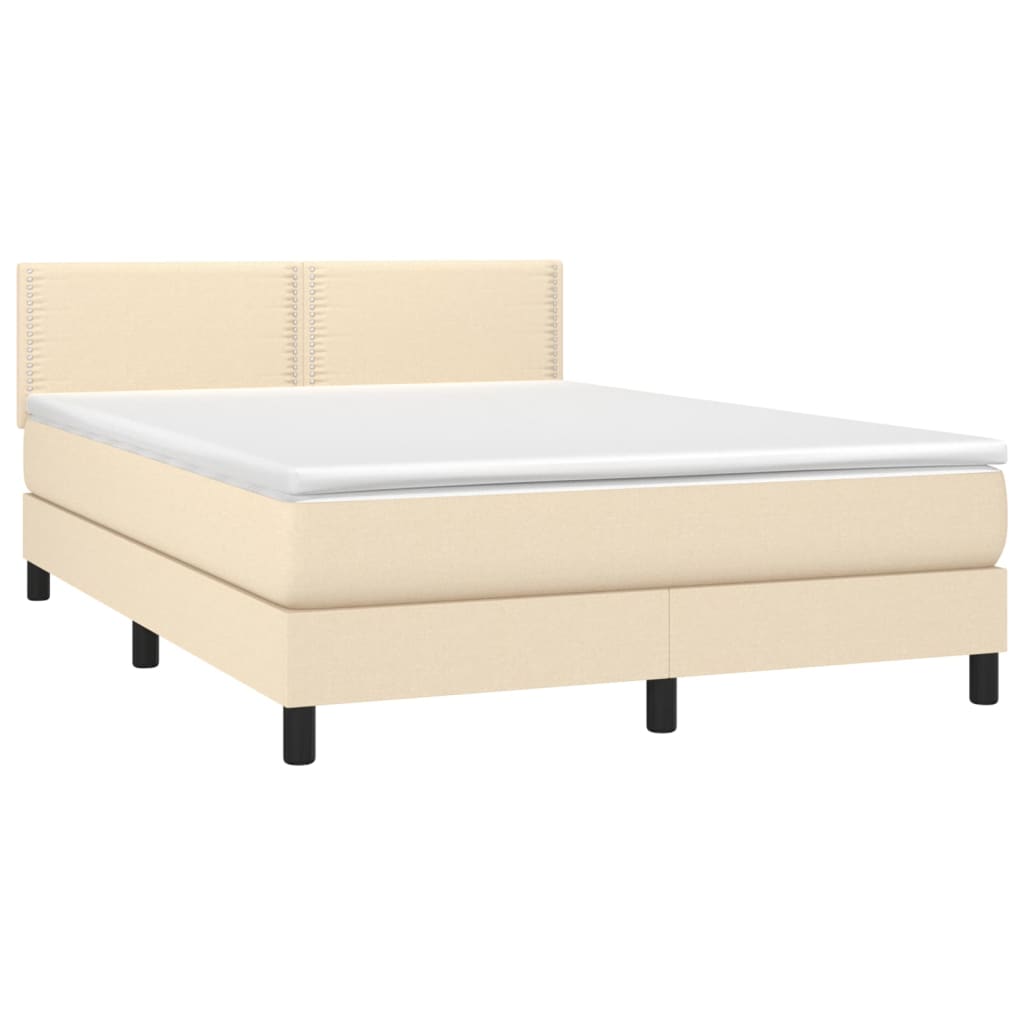 Krevet box spring s madracem LED krem 140x200 cm od tkanine
