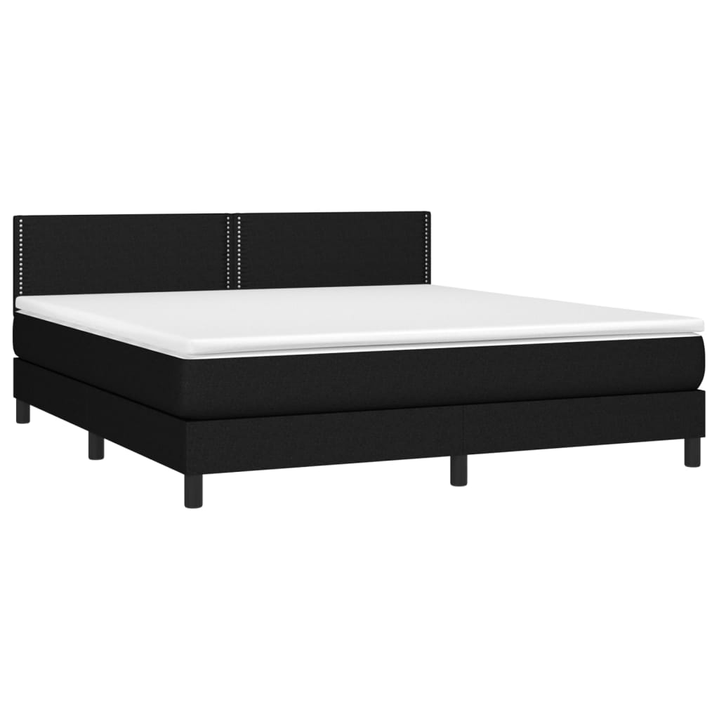 Krevet box spring s madracem LED crni 180x200 cm od tkanine