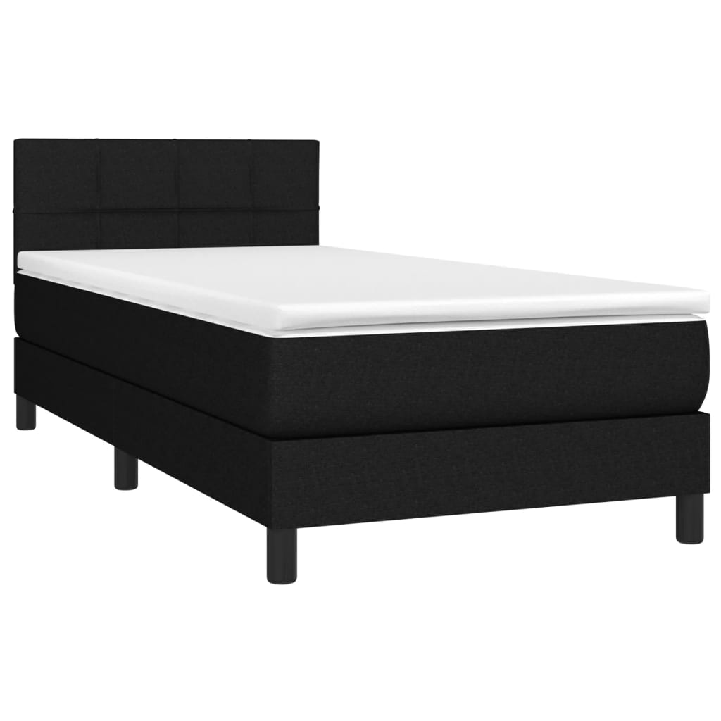 Krevet box spring s madracem LED crni 80 x 200 cm od tkanine