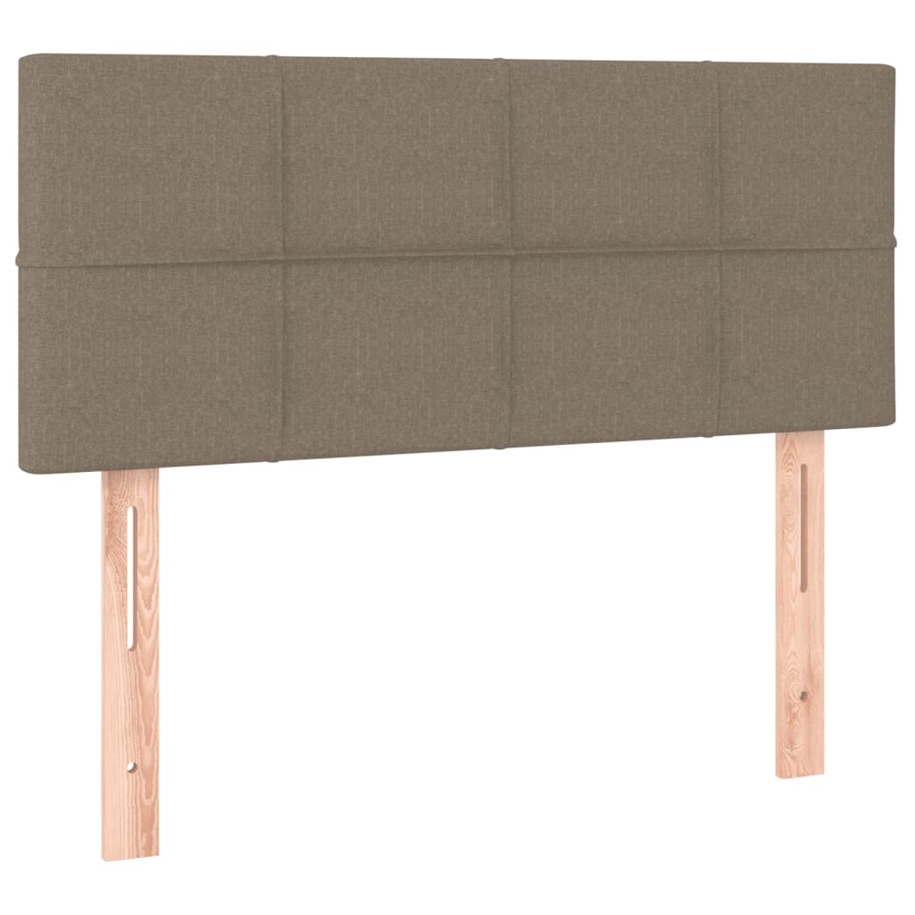 Krevet box spring s madracem LED smeđesivi 100x200 cm tkanina