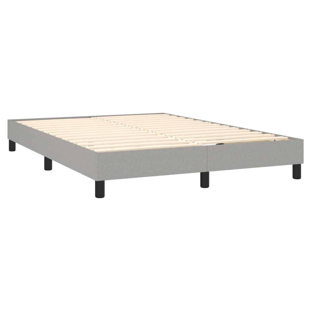 Krevet box spring s madracem LED svjetlosivi 140x190 cm tkanina
