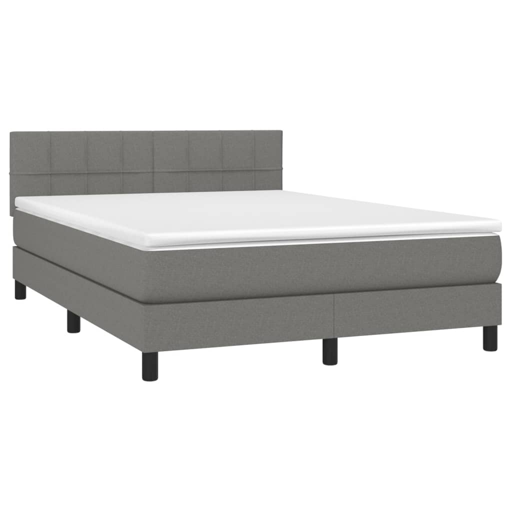 Krevet box spring s madracem LED tamnosivi 140x190 cm tkanina
