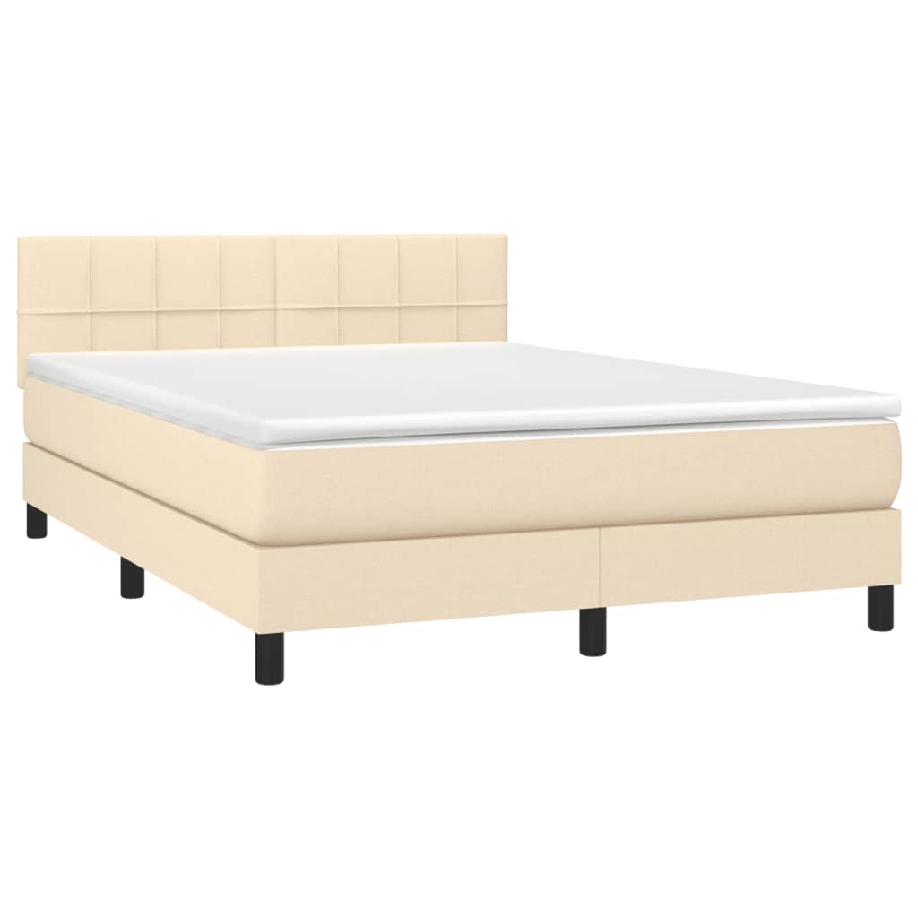Krevet box spring s madracem LED krem 140x190 cm od tkanine