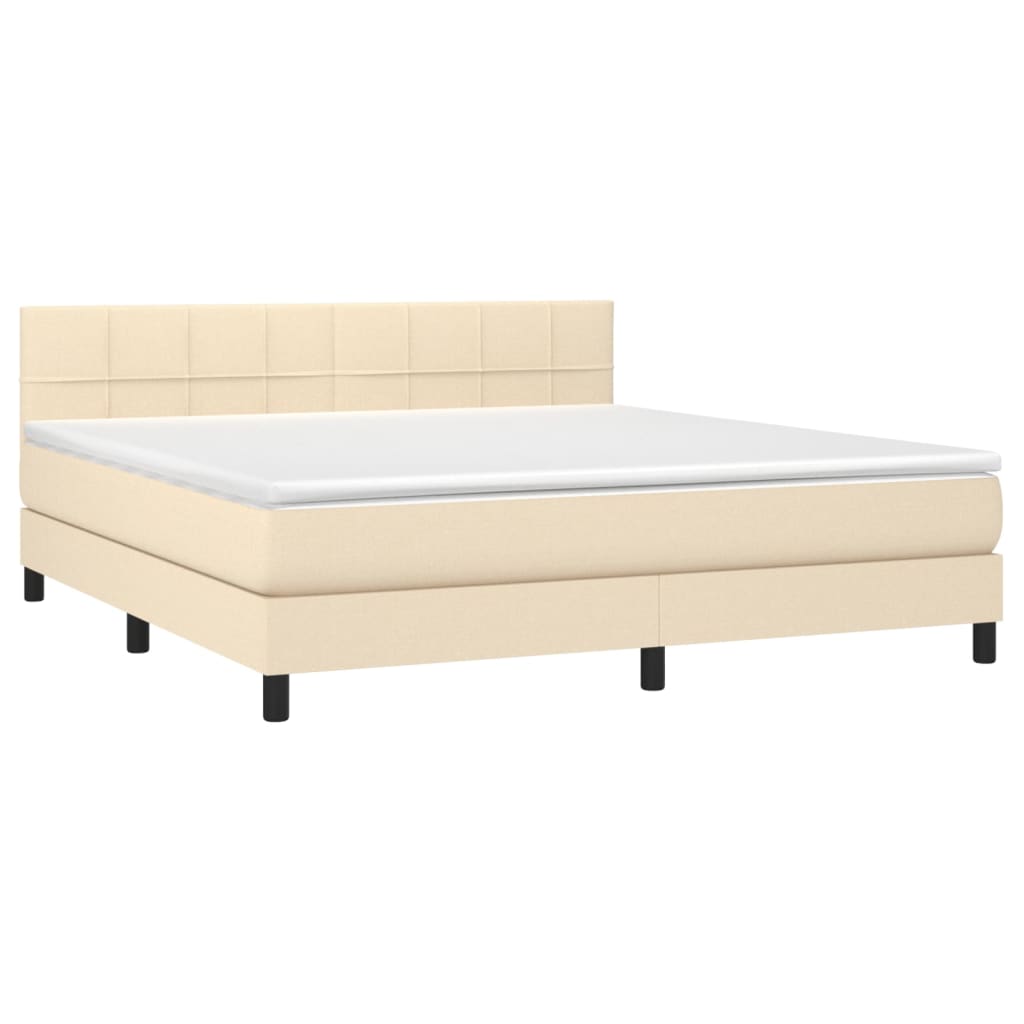 Krevet box spring s madracem LED krem 160x200 cm od tkanine