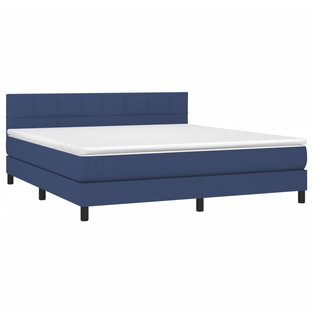 Krevet box spring s madracem LED plavi 180x200 cm od tkanine