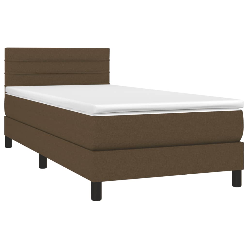 Krevet box spring s madracem LED tamnosmeđi 80 x 200 cm tkanina
