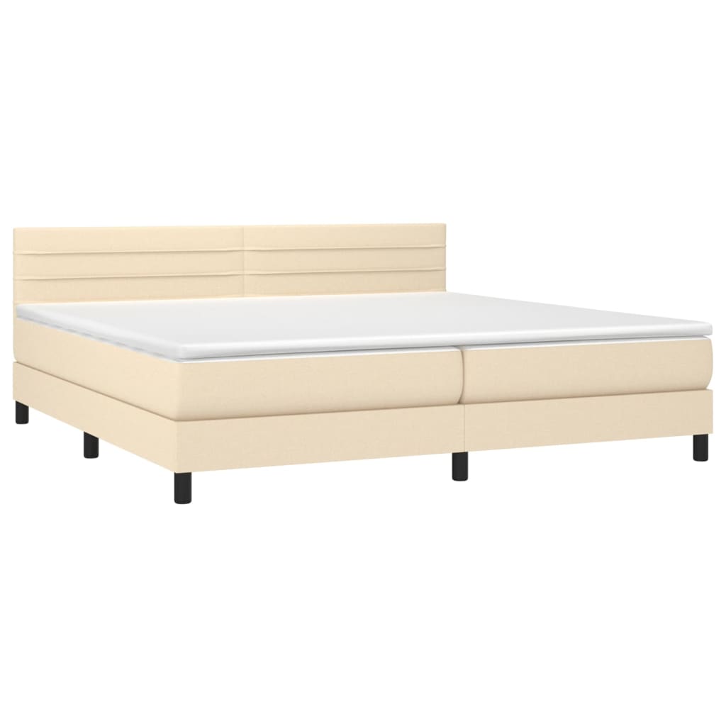 Krevet box spring s madracem LED krem 200x200 cm od tkanine