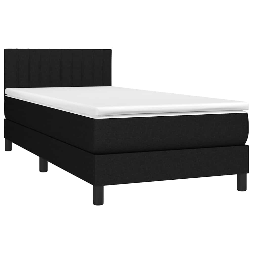 Krevet box spring s madracem LED crni 100x200 cm od tkanine