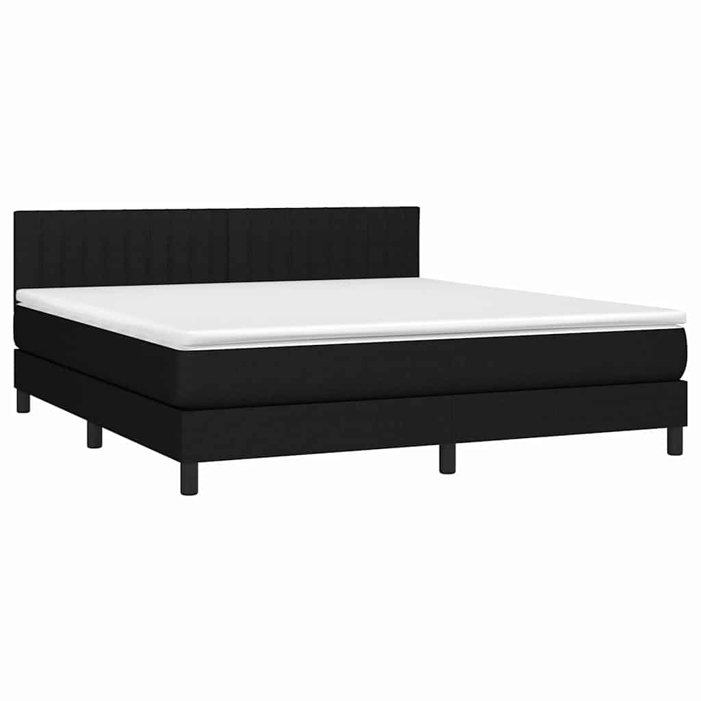 Krevet box spring s madracem LED crni 180x200 cm od tkanine