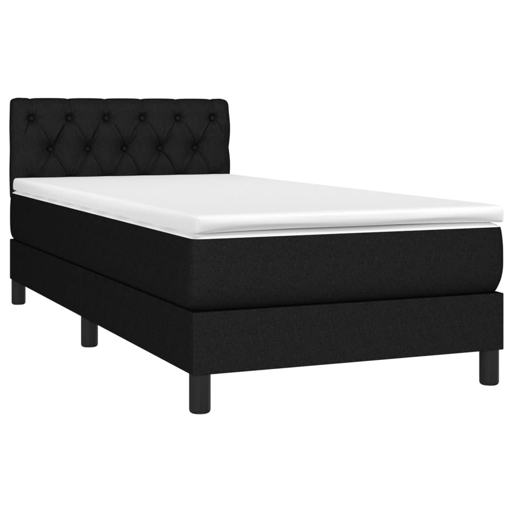 Krevet box spring s madracem LED crni 80 x 200 cm od tkanine