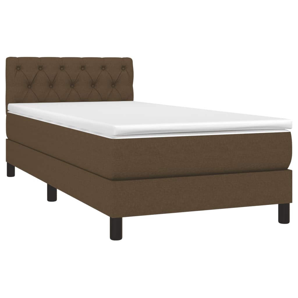 Krevet box spring s madracem LED tamnosmeđi 80 x 200 cm tkanina