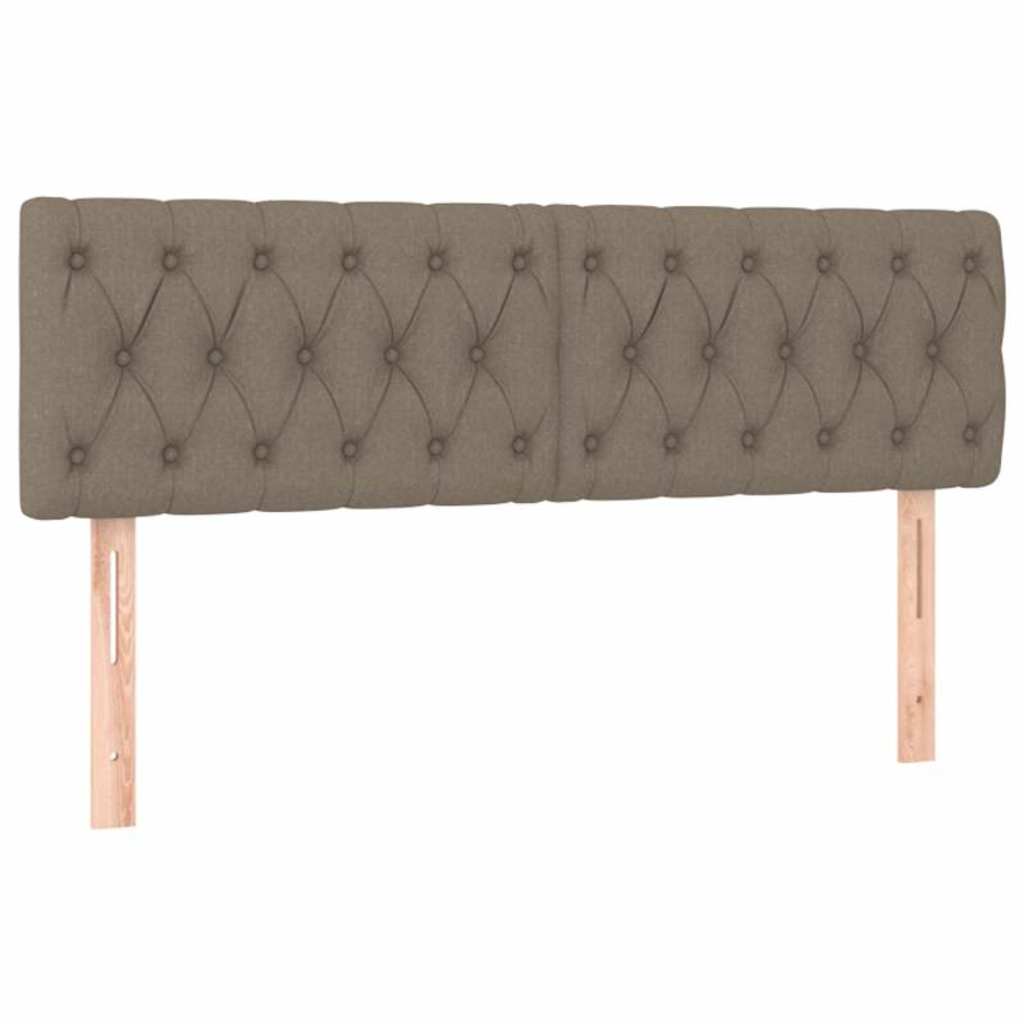 Krevet box spring s madracem LED smeđesivi 140x200 cm tkanina