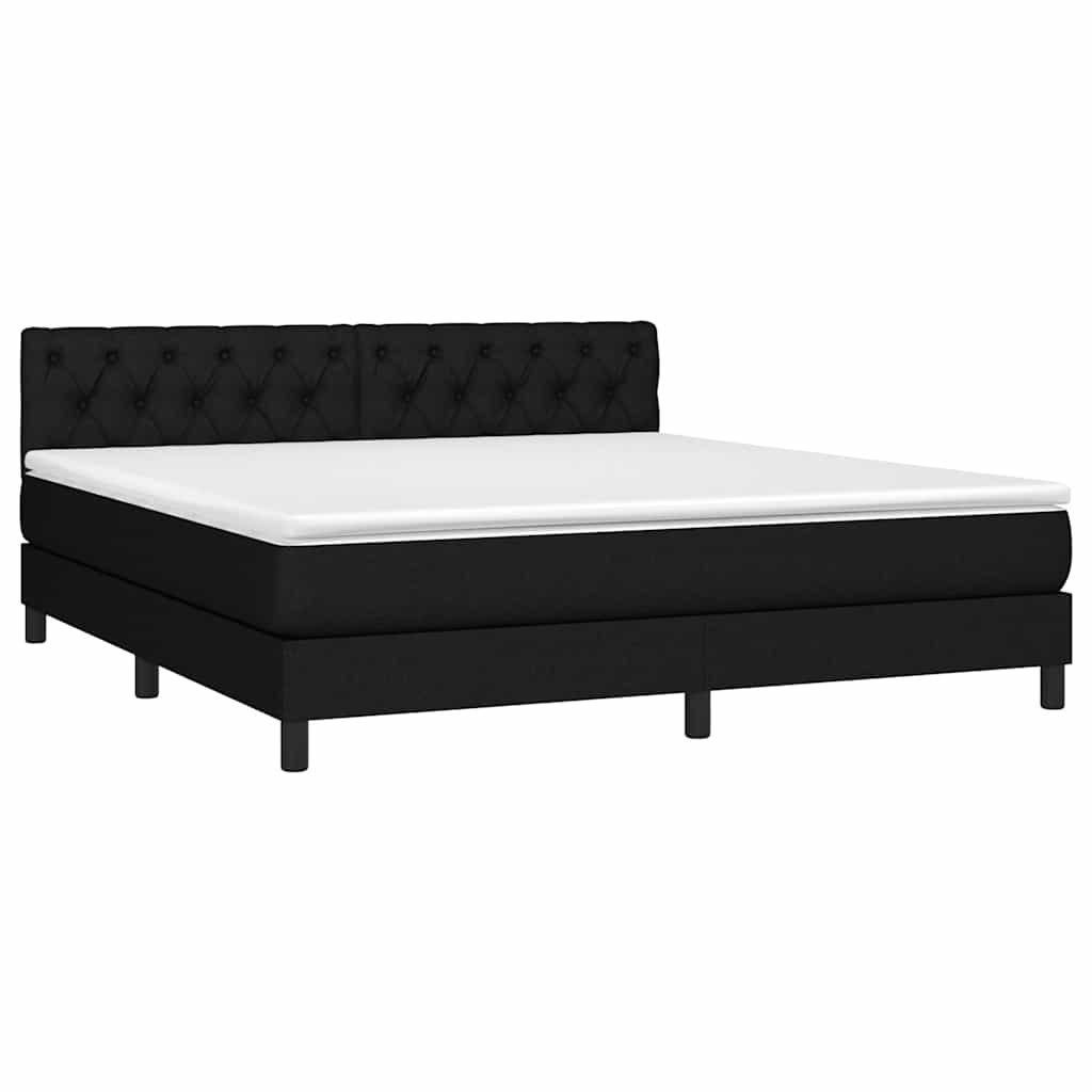Krevet box spring s madracem LED crni 160x200 cm od tkanine