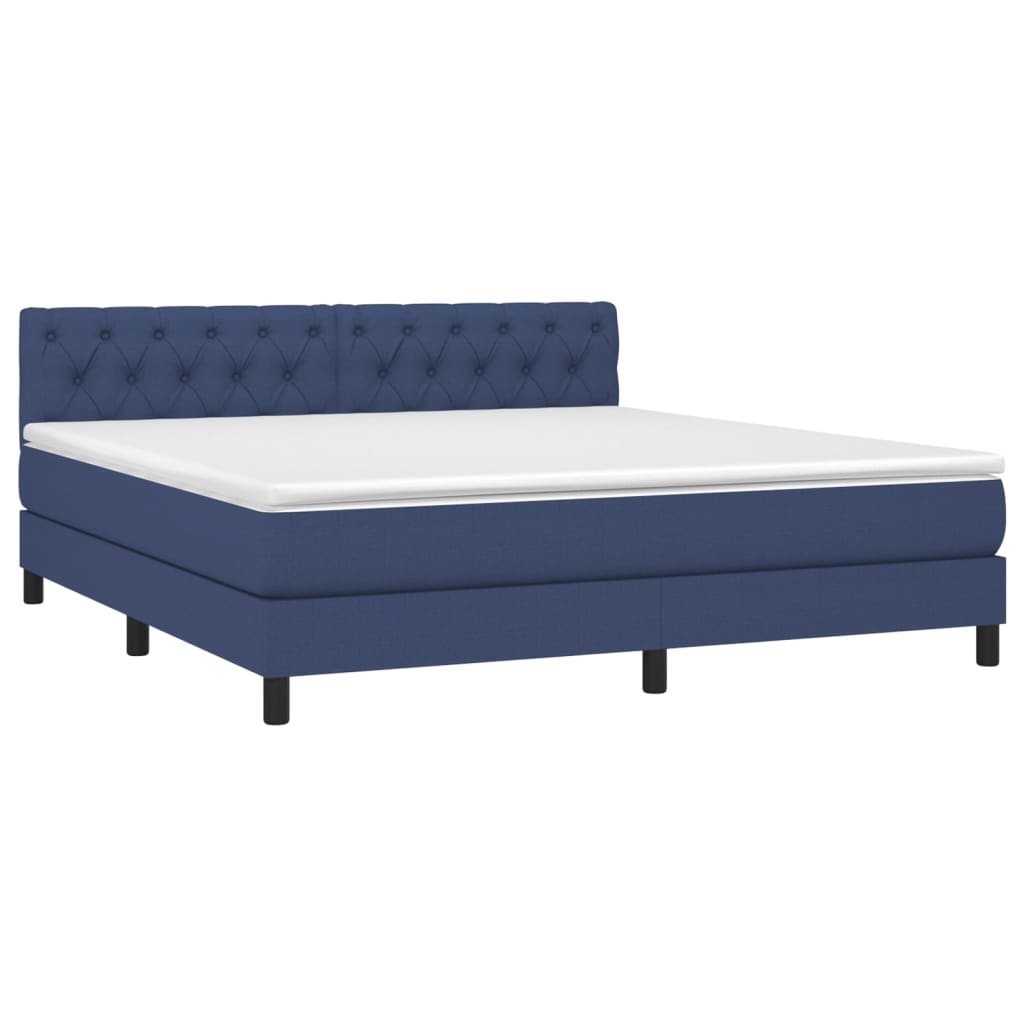 Krevet box spring s madracem LED plavi 160x200 cm od tkanine