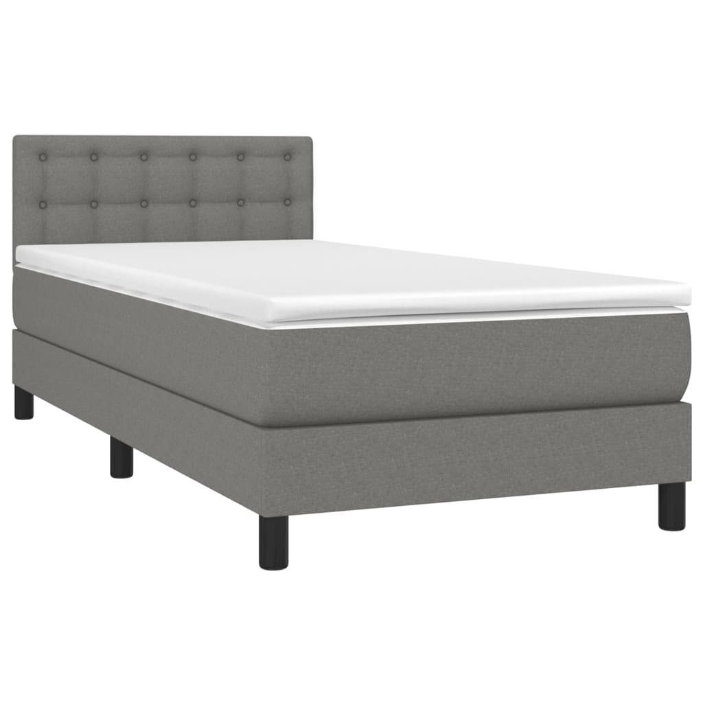 Krevet box spring s madracem LED tamnosivi 90x190 cm tkanina