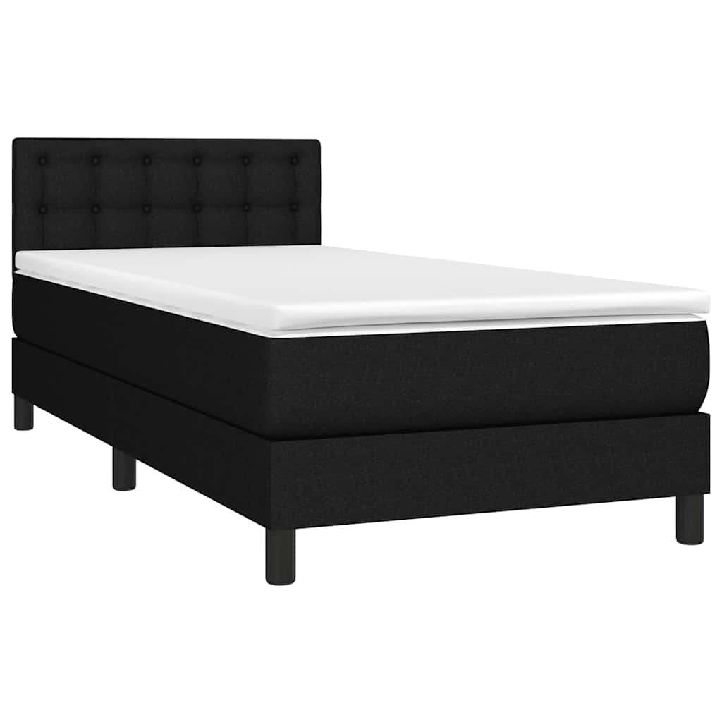 Krevet box spring s madracem LED crni 90x200 cm od tkanine