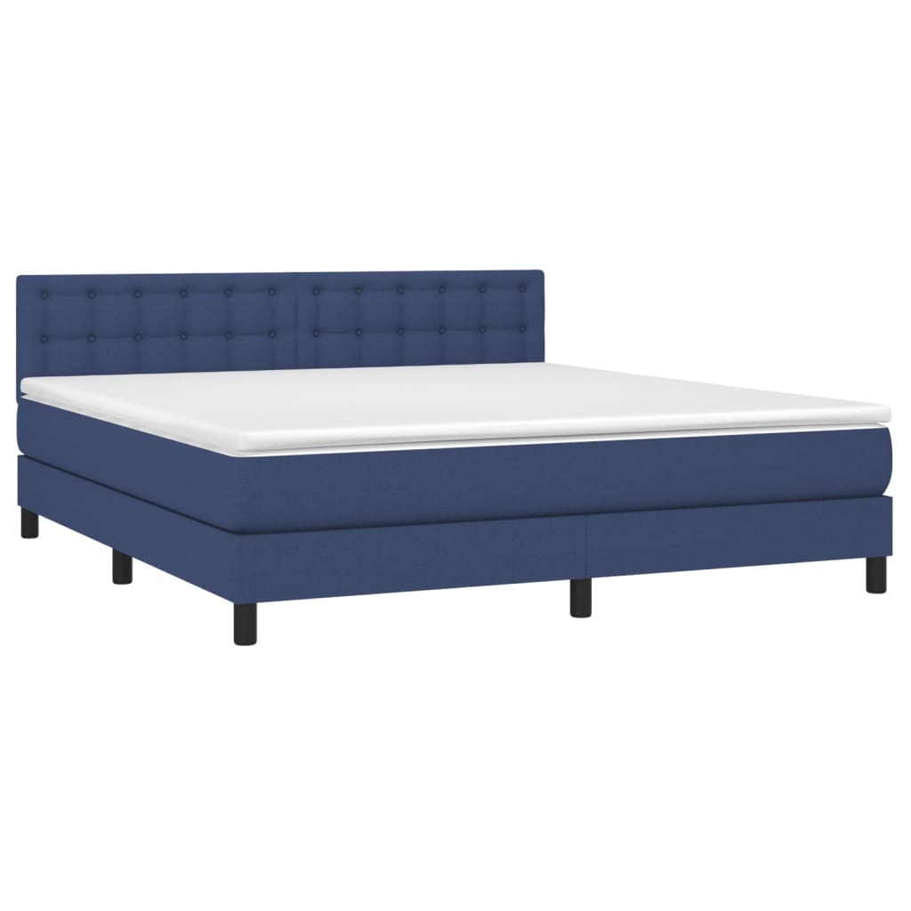 Krevet box spring s madracem LED plavi 180x200 cm od tkanine