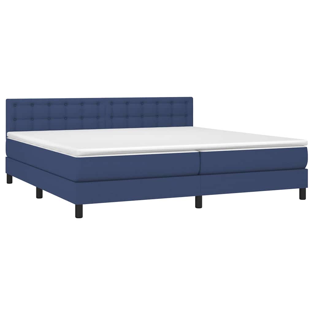 Krevet box spring s madracem LED plavi 200x200 cm od tkanine