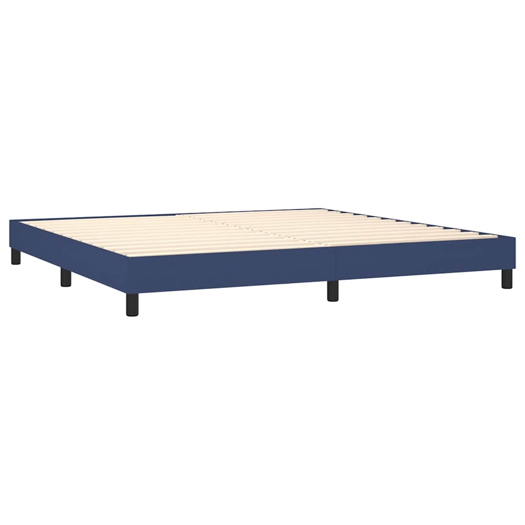 Krevet box spring s madracem LED plavi 200x200 cm od tkanine