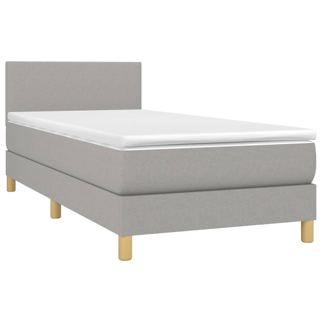 Krevet box spring s madracem LED svjetlosivi 80x200 cm tkanina