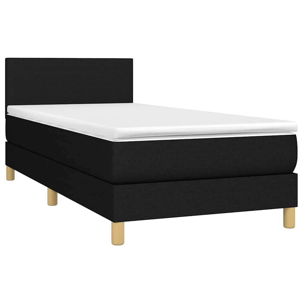 Krevet box spring s madracem LED crni 80 x 200 cm od tkanine