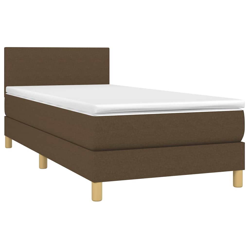 Krevet box spring s madracem LED tamnosmeđi 90x190 cm tkanina