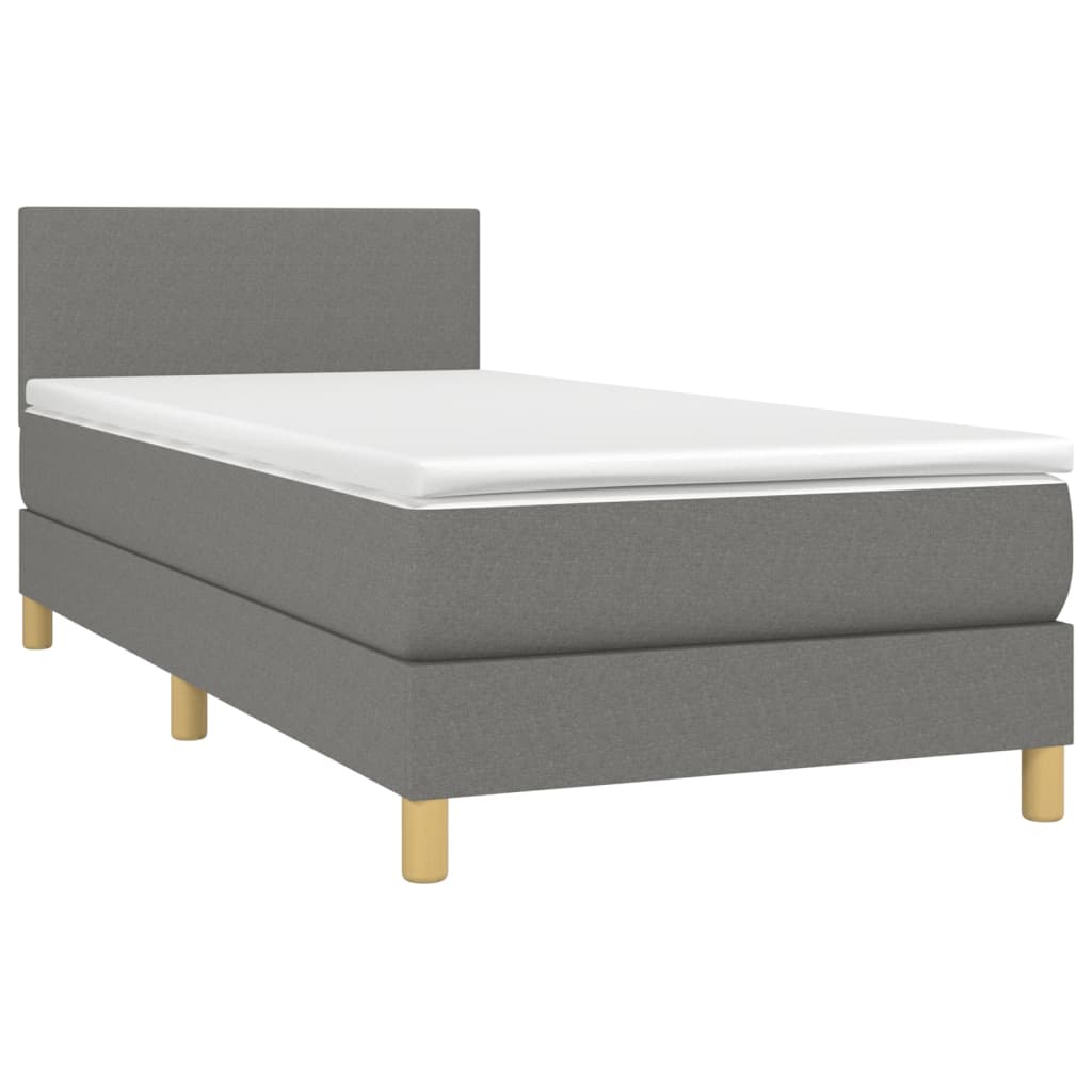 Krevet box spring s madracem LED tamnosivi 90x200 cm tkanina