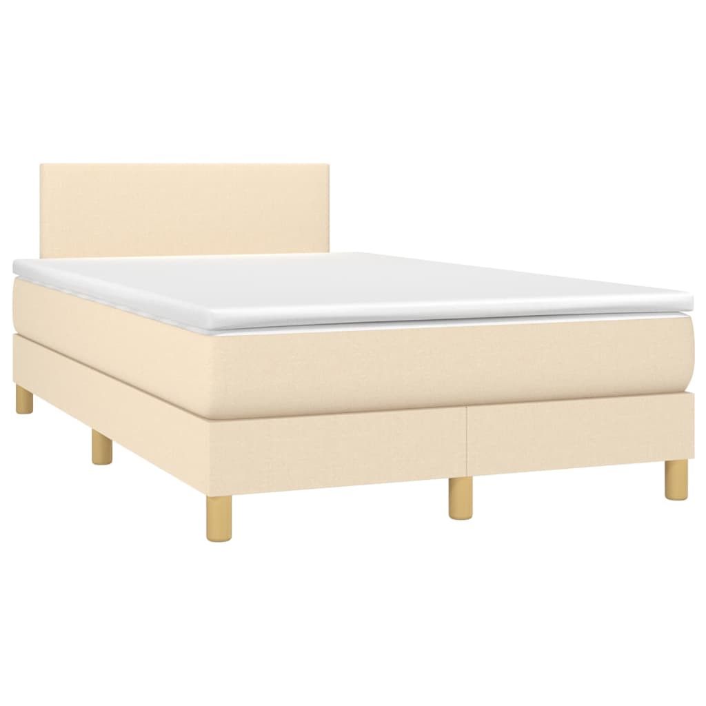 Krevet box spring s madracem LED krem 120 x 200 cm od tkanine