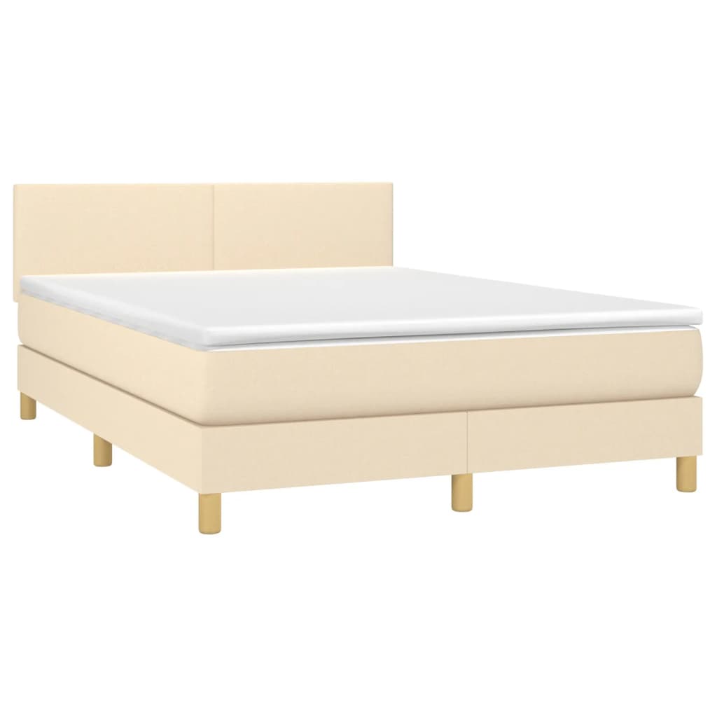 Krevet box spring s madracem LED krem 140x190 cm od tkanine
