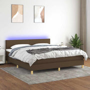 Krevet box spring s madracem LED tamnosmeđi 160x200 cm tkanina